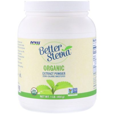 Better Stevia, Extract Powder, Certified Organic, 1 lb (454 g), Now Foods