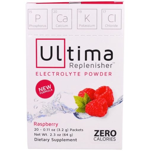 Electrolyte Powder, Raspberry, 20 Packets, 0.11 oz (3.2 g) Each, Ultima Replenisher