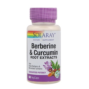 Berberine & Curcumin, Root Extracts, 60 VegCaps, Solaray